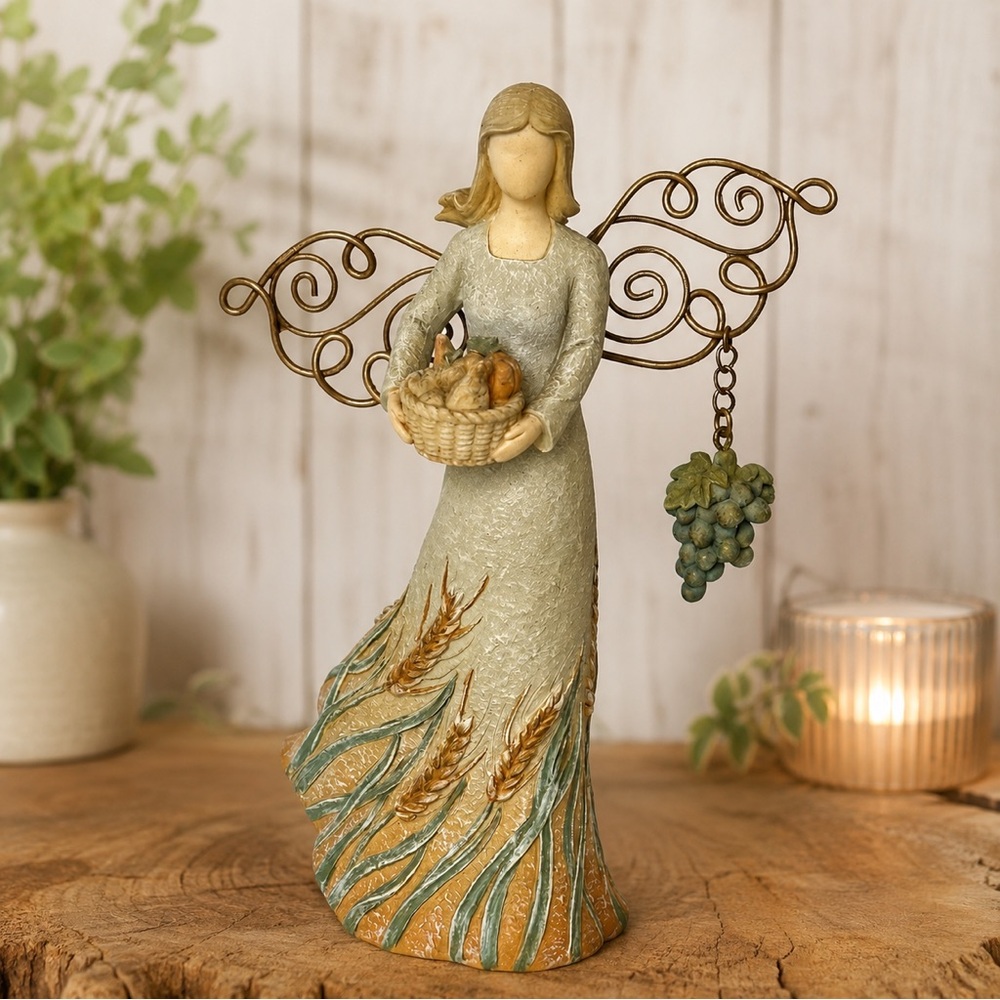 Florentine Angels Harvest Angel Matthew Danko Figurine Wire Wings Grapes Wheat